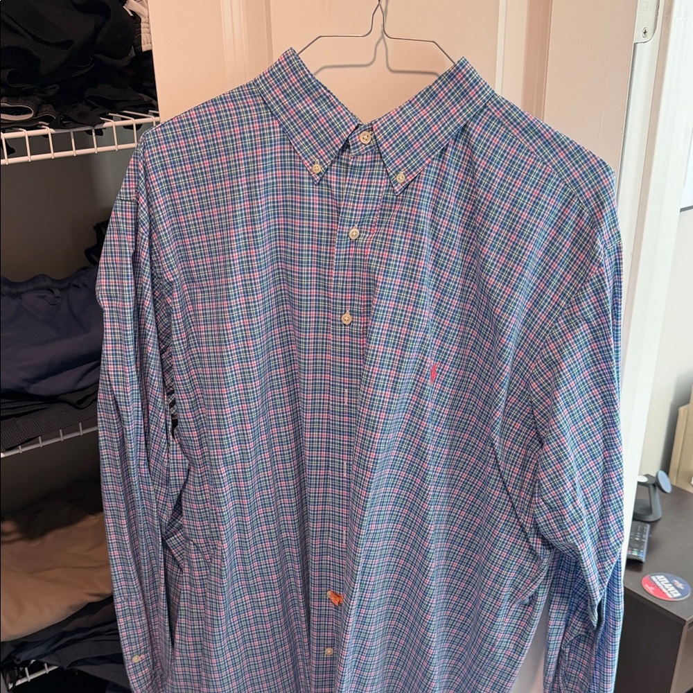 Ralph Lauren Blue and Pink Checkered Shirt